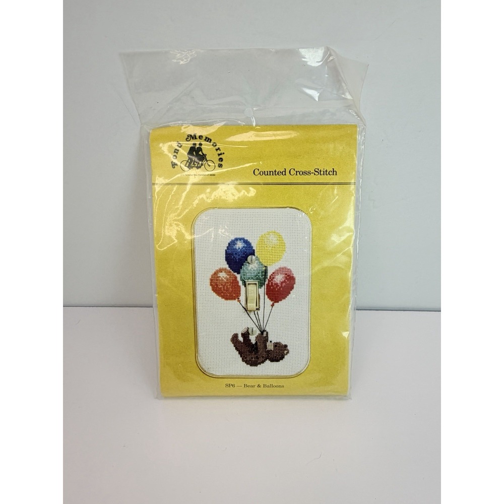 Bear & Balloons Counted Cross Stitch Switch Plate Kit Fond Memories